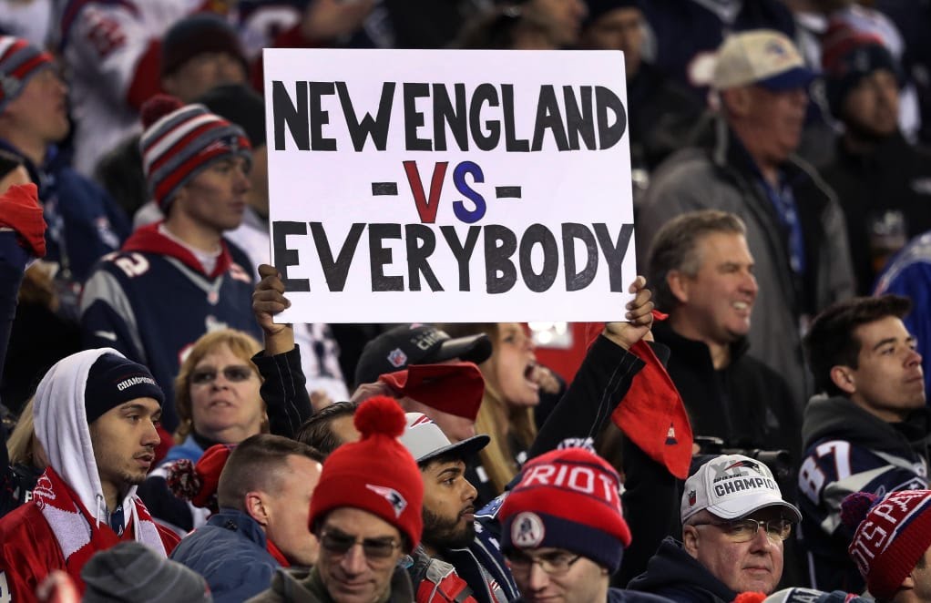 Afición de los New England Patriots "New England vs el Mundo". (Foto: Getty Images)
